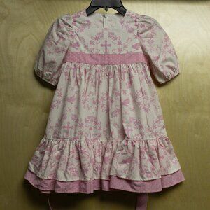 Eleanor Rose Caroline Dress With Pink Cross & Dove Print Girls Sz 5-6